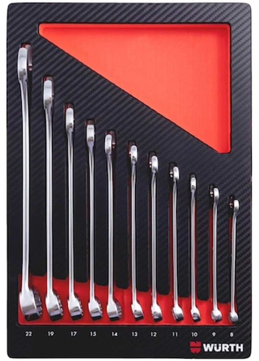 Würth Systeemassortiment 4.4.1 Ringsteeksleutel 11-delig - Rood/Zilver/Carbon