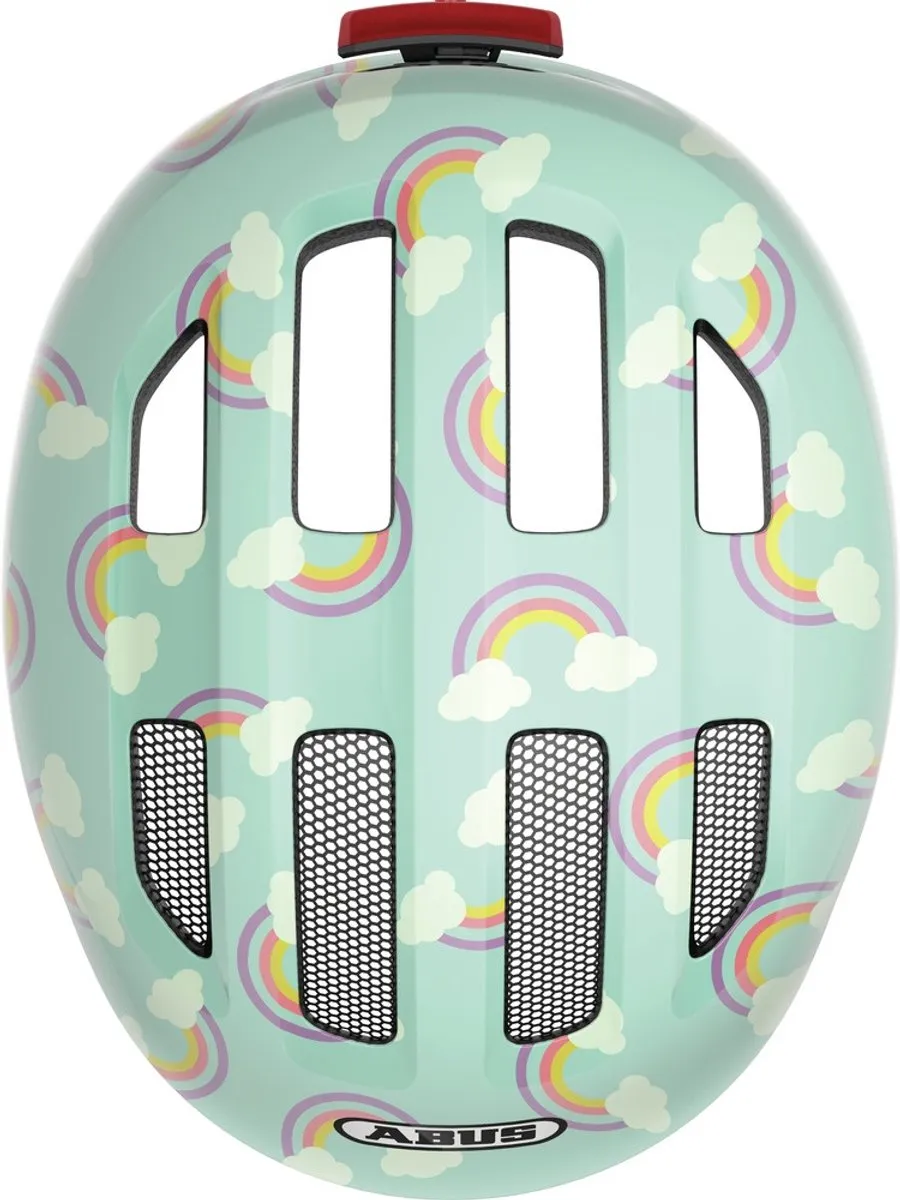 ABUS Smiley 3.0 LED Fietshelm - Maat S - Lichtblauw met regenboogpatroon