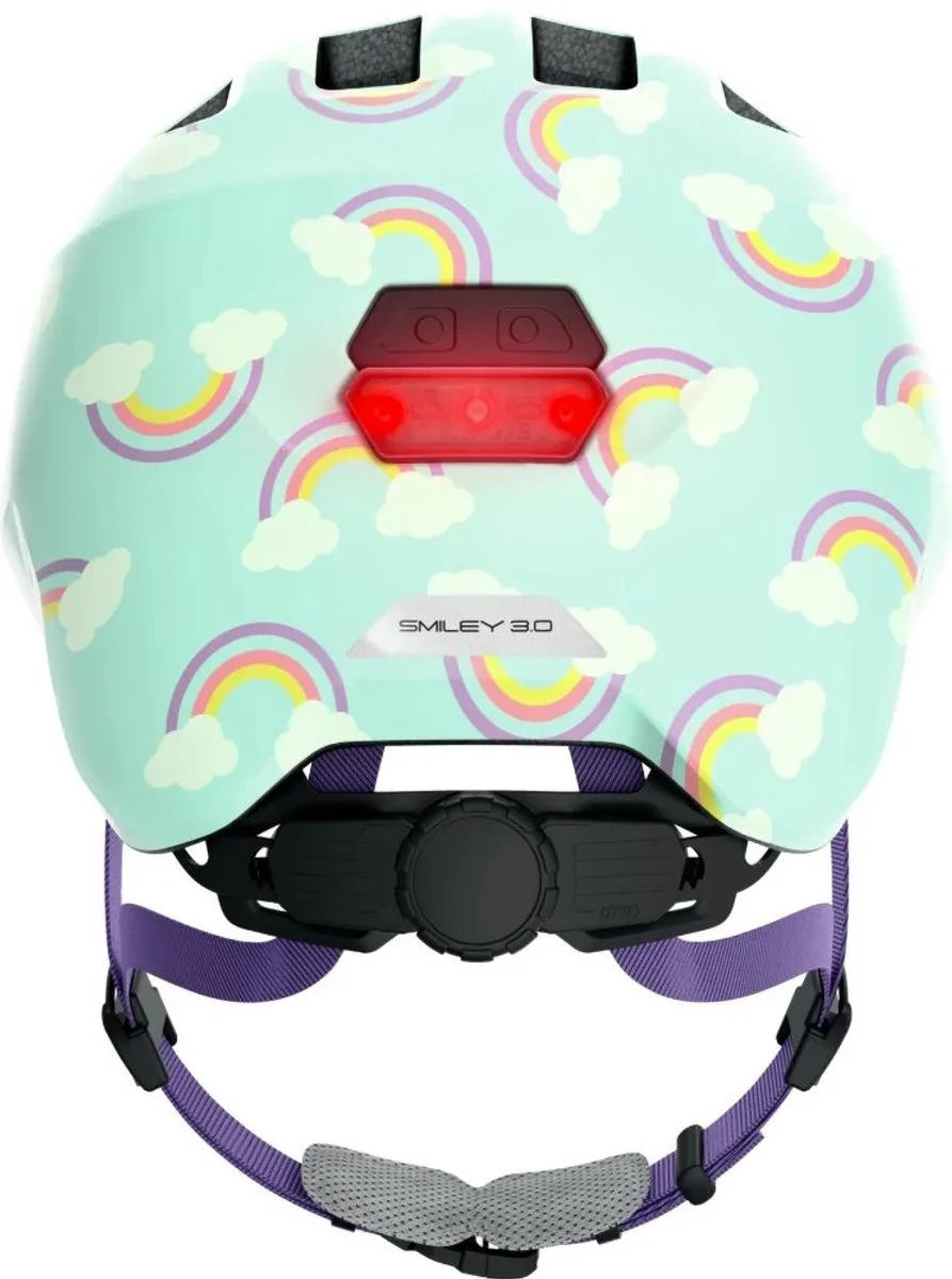 ABUS Smiley 3.0 LED Fietshelm - Maat S - Lichtblauw met regenboogpatroon