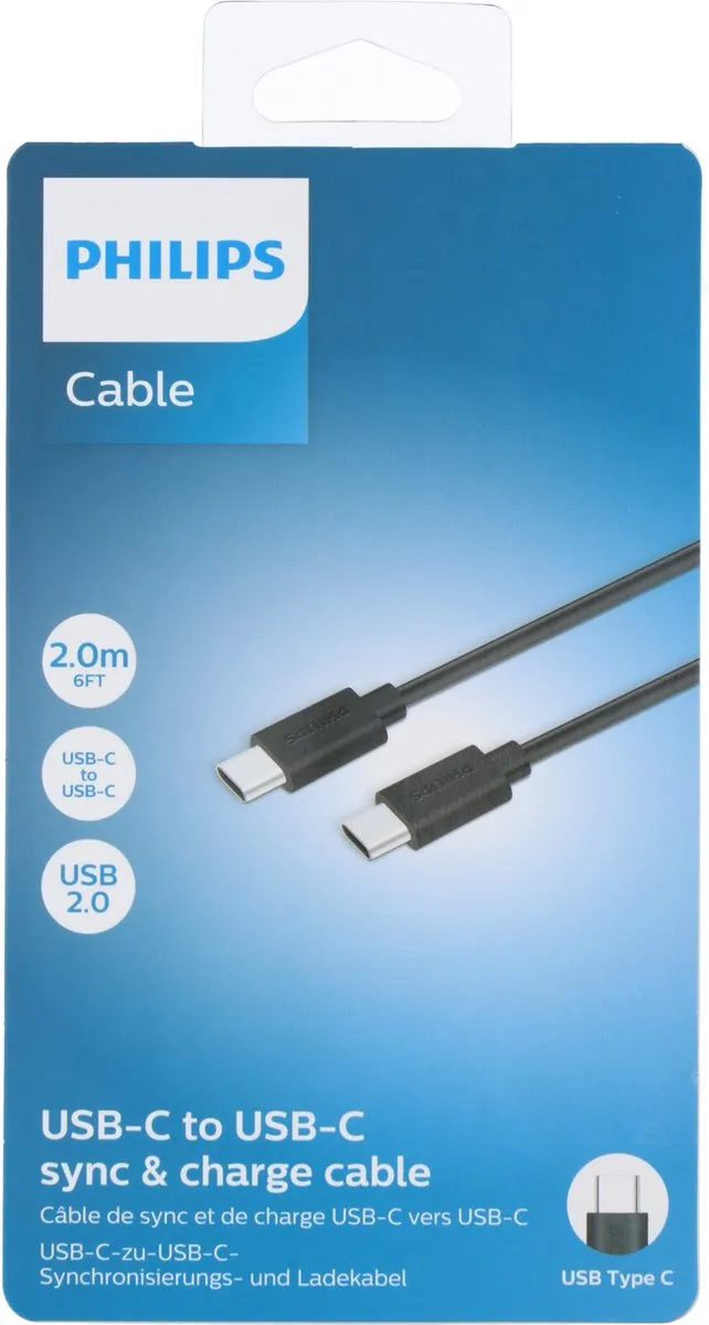Philips USB-C Kabel DLC3106C/03 - 2m - Zwart