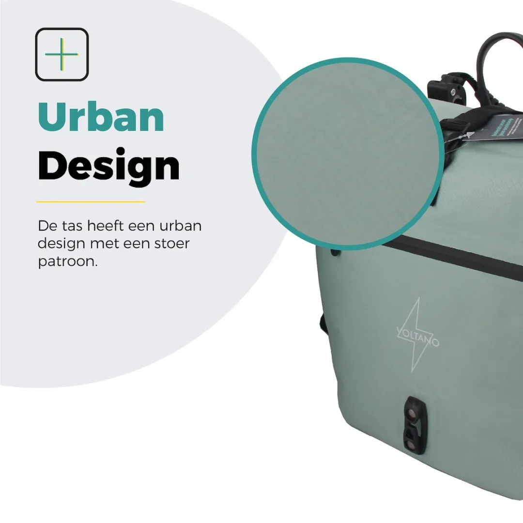 Voltano Enkele Fietstas Set E-bike 46L - Mint Groen