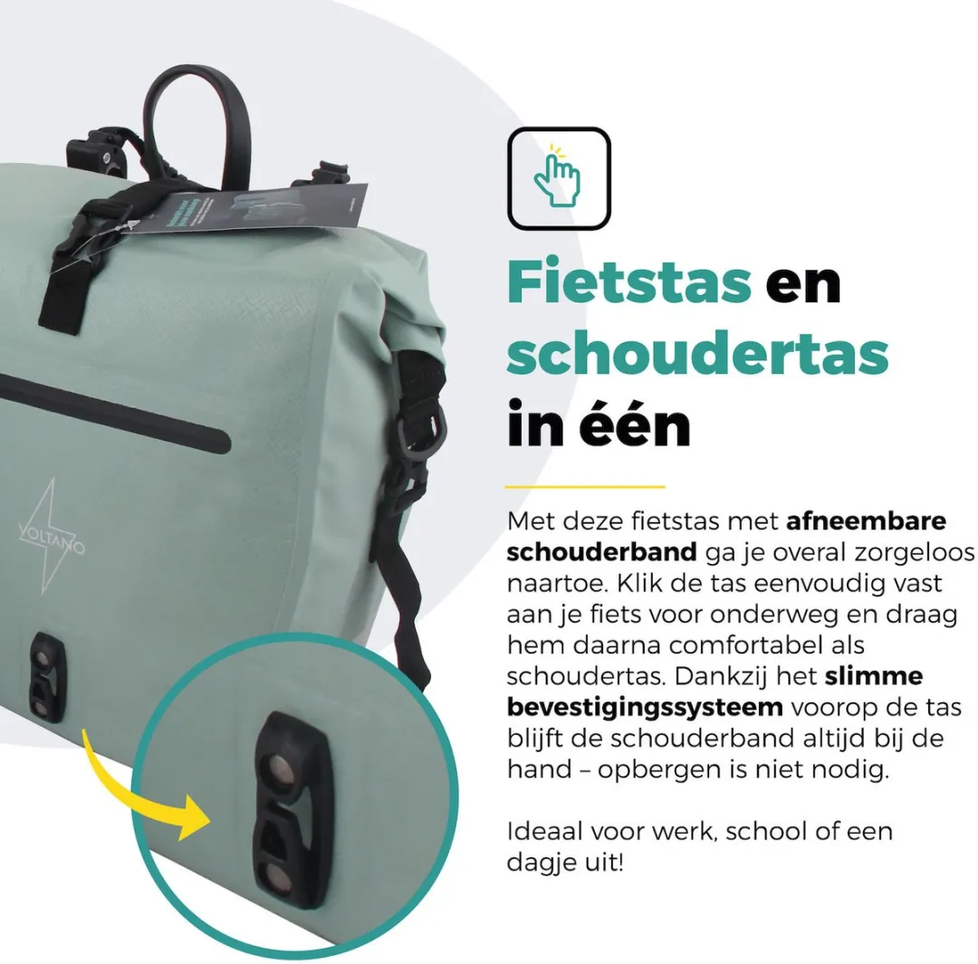 Voltano Enkele Fietstas Set E-bike 46L - Mint Groen