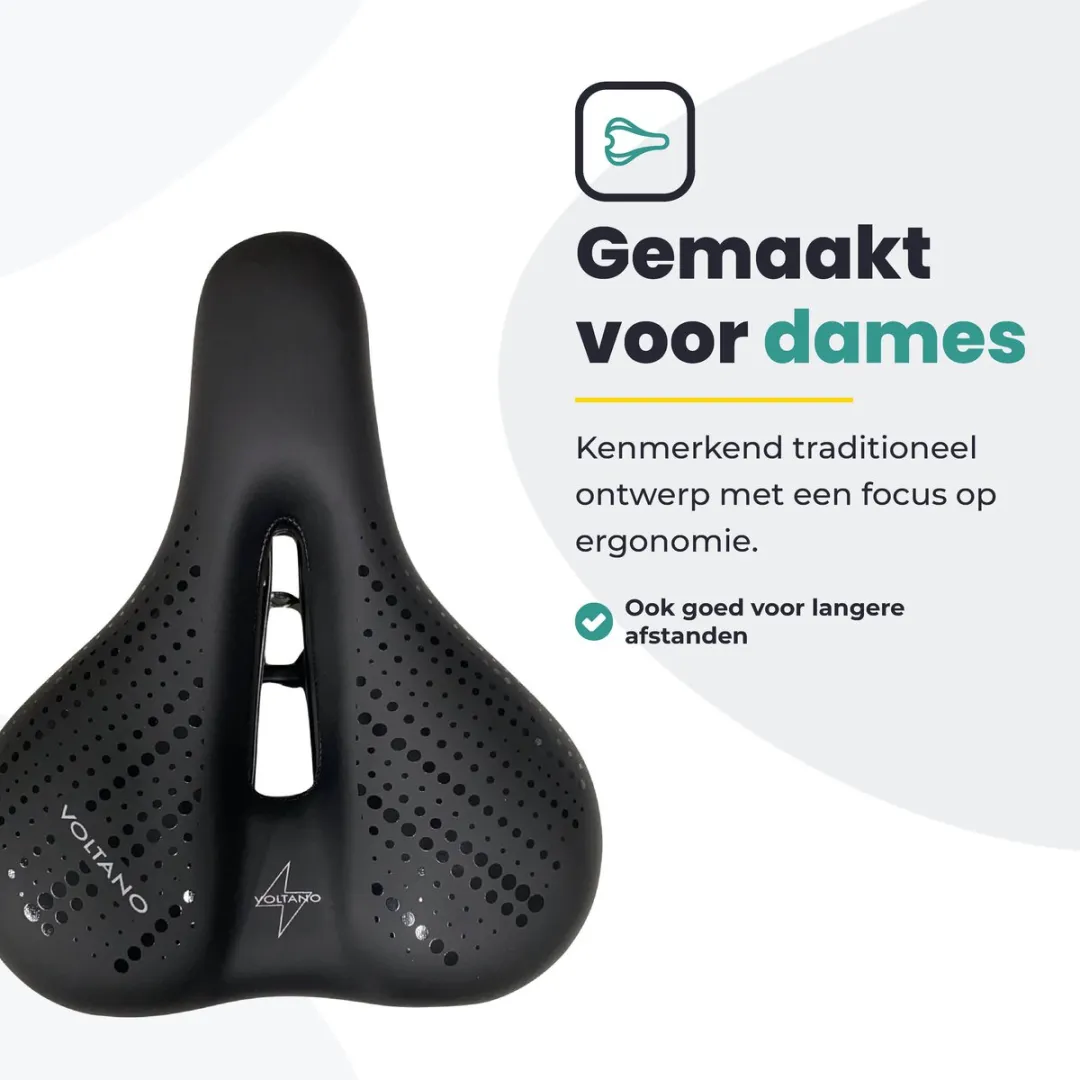 Voltano Dames Fietszadel - Zwart - Met Zadelstrop - afbeelding 6 van 6