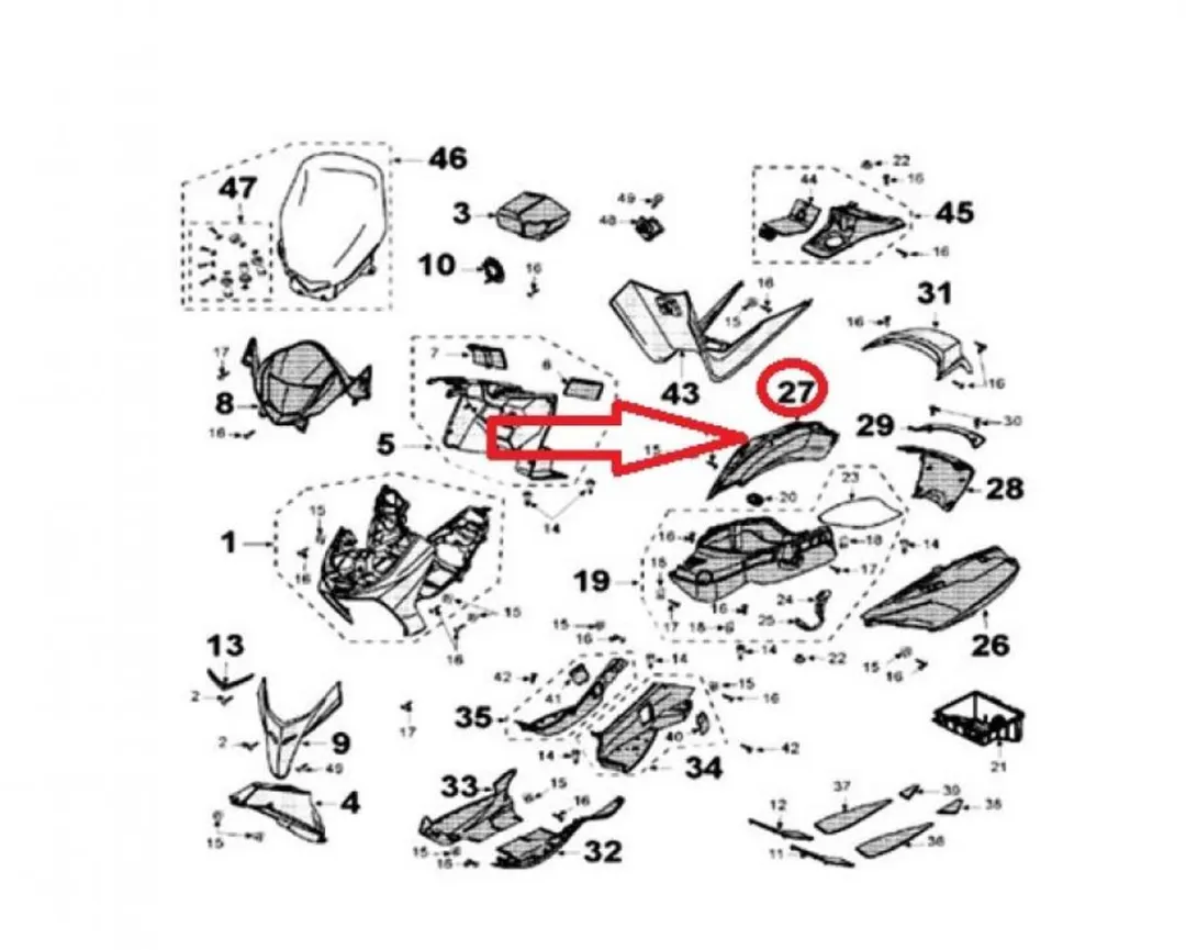 Peugeot 500 Satelis Coque Achterruit - 766989NK - Zwart