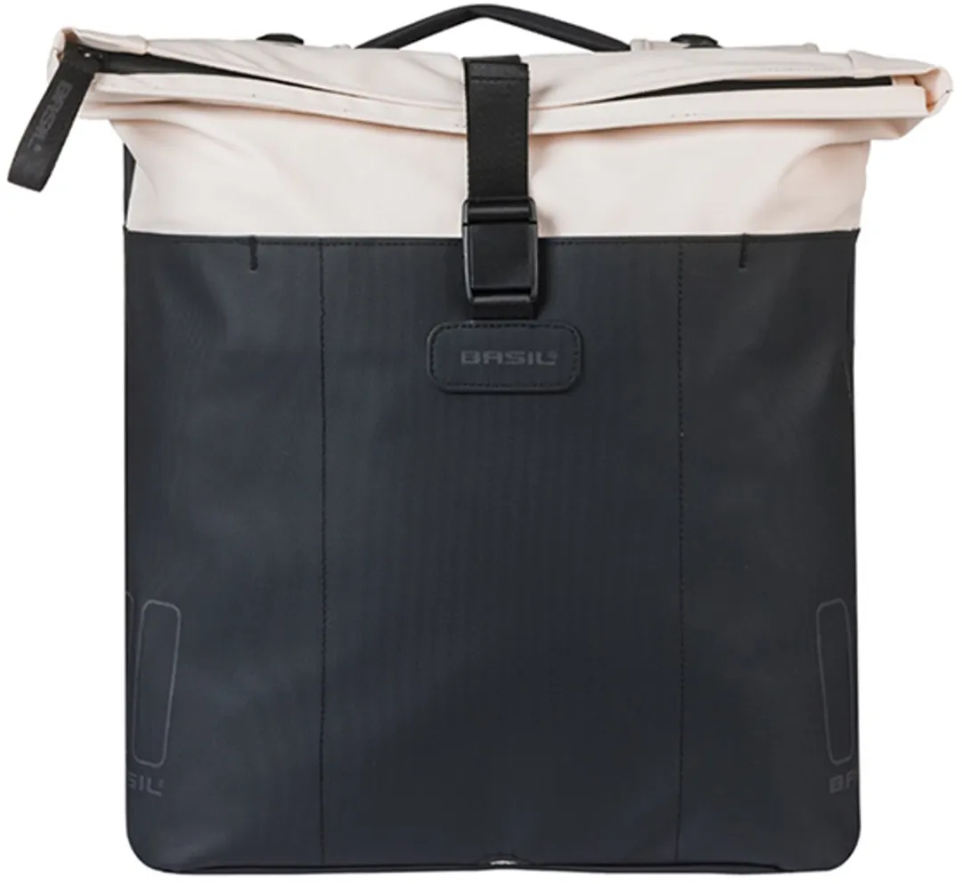 Basil Vive - Dubbele fietstas - 28-35 liter - Incl. MIK adapterplaat - Waterdicht - Reflectie details - Gerecycled materiaal - wit/zwart