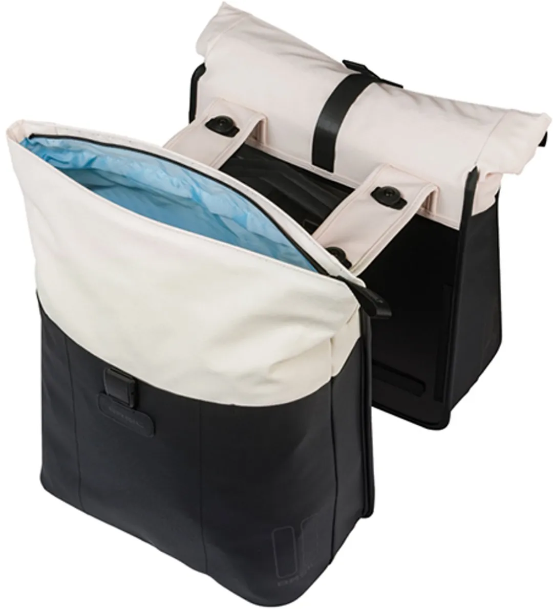 Basil Vive - Dubbele fietstas - 28-35 liter - Incl. MIK adapterplaat - Waterdicht - Reflectie details - Gerecycled materiaal - wit/zwart