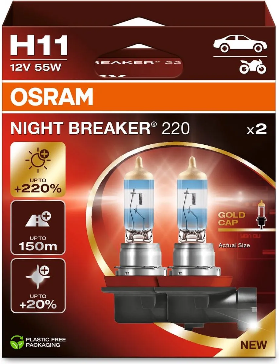 Osram Night Breaker 220 H11 Set - 2 Stuks