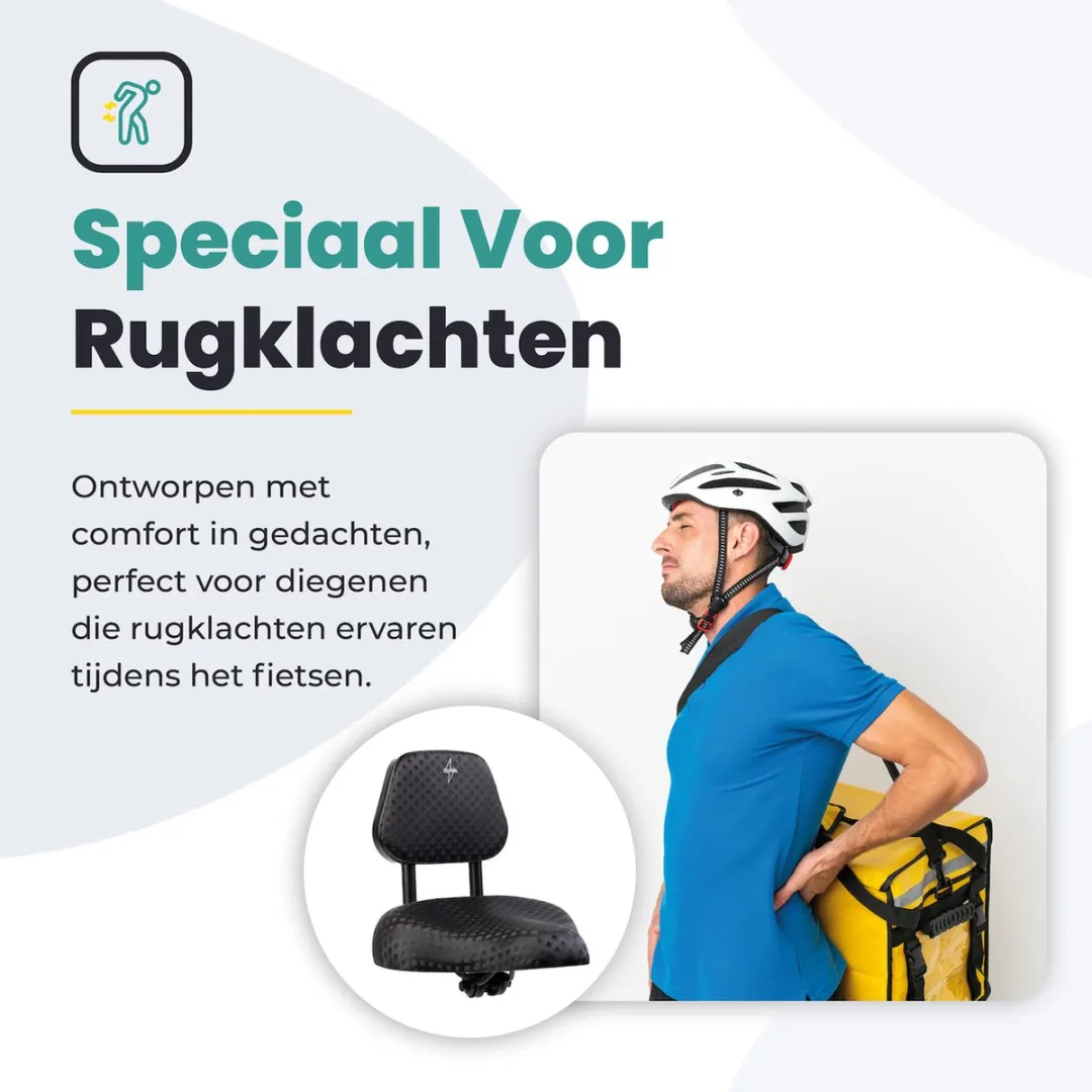 Voltano Fietszadel met Rugsteun - Zwart