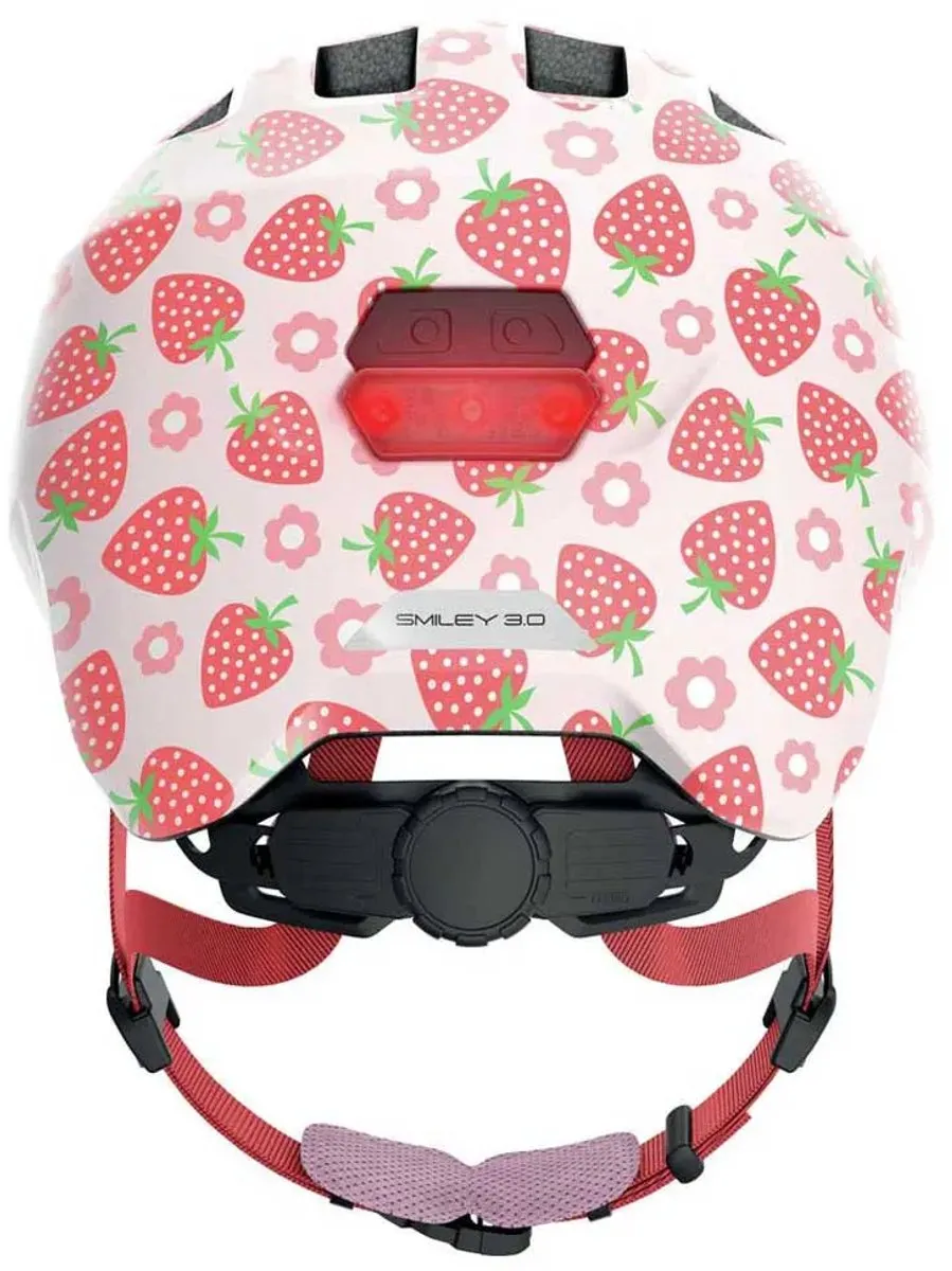 ABUS Smiley 3.0 LED Kinderhelm - Maat S - Roze met aardbeien