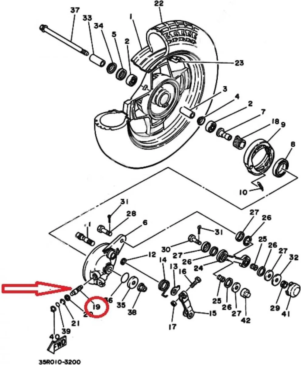 Yamaha 35R-25138 Pignon Renvoi Angle