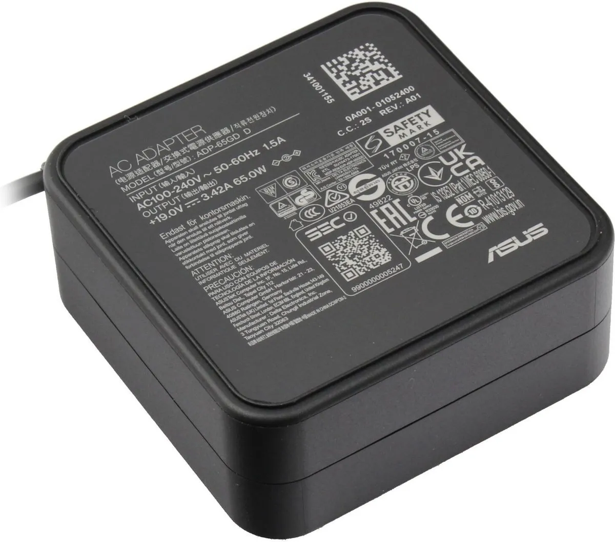 ASUS 90XB02AN-MPW000 Oplader 65W - Laptop - Zwart