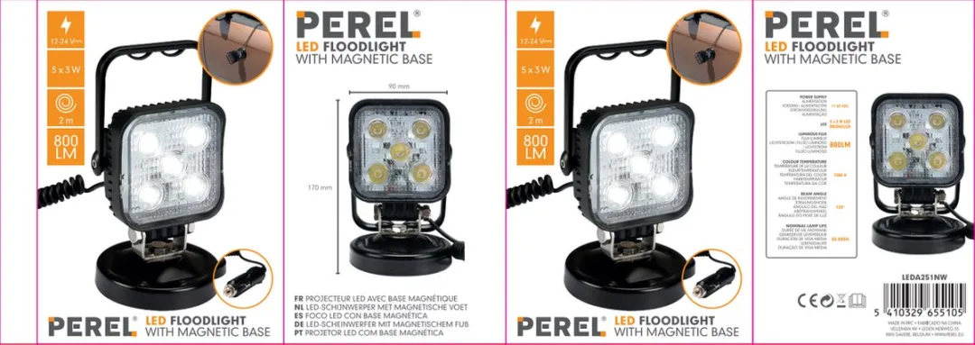 Perel LED-Schijnwerper 15W 800lm Neutraalwit - Zwart
