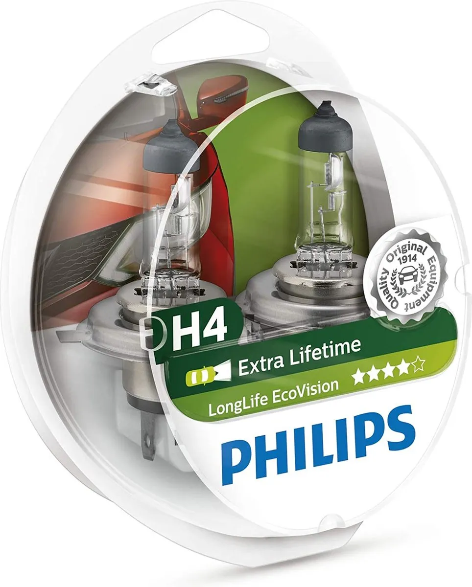 Philips H4 Longlife EcoVision Reservelampen 12V 60/55W