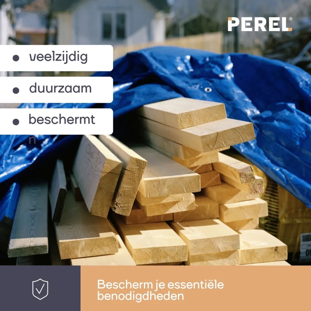 Perel Dekzeil 3x4m Blauw/Zwart - 180 g/m²