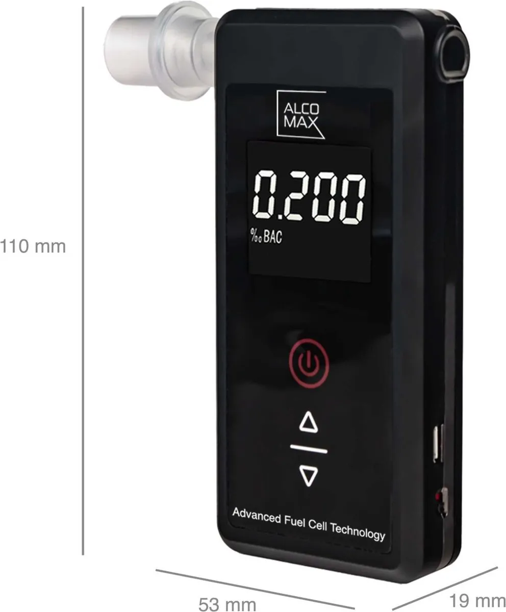 PLATINUM - Blaastest alcohol - 5 mondstukken - 0-2‰ - LCD display