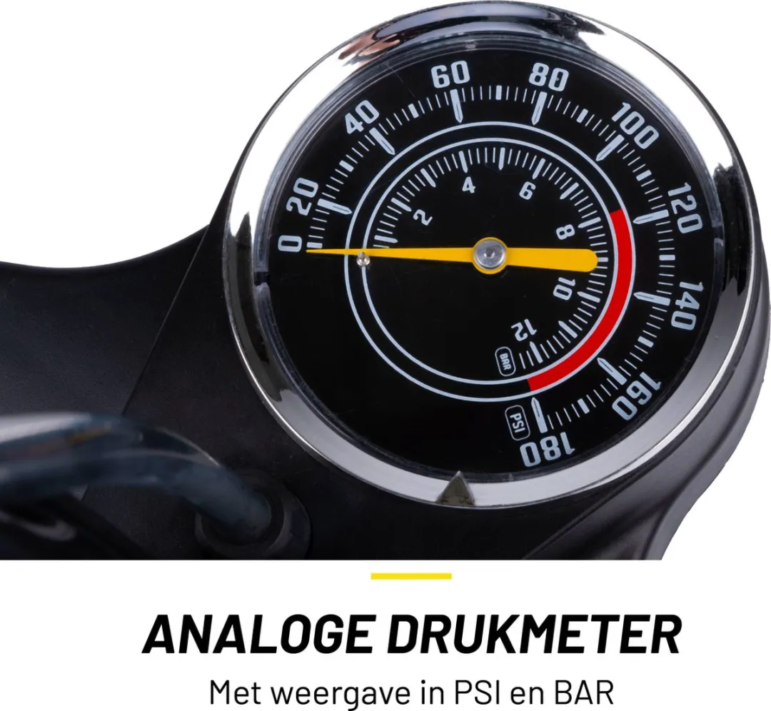 Dunlop Fietspomp met Drukmeter - 1100g - Zwart - afbeelding 6 van 6
