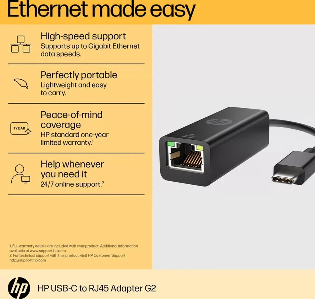 HP USB-C naar RJ45 adapter G2