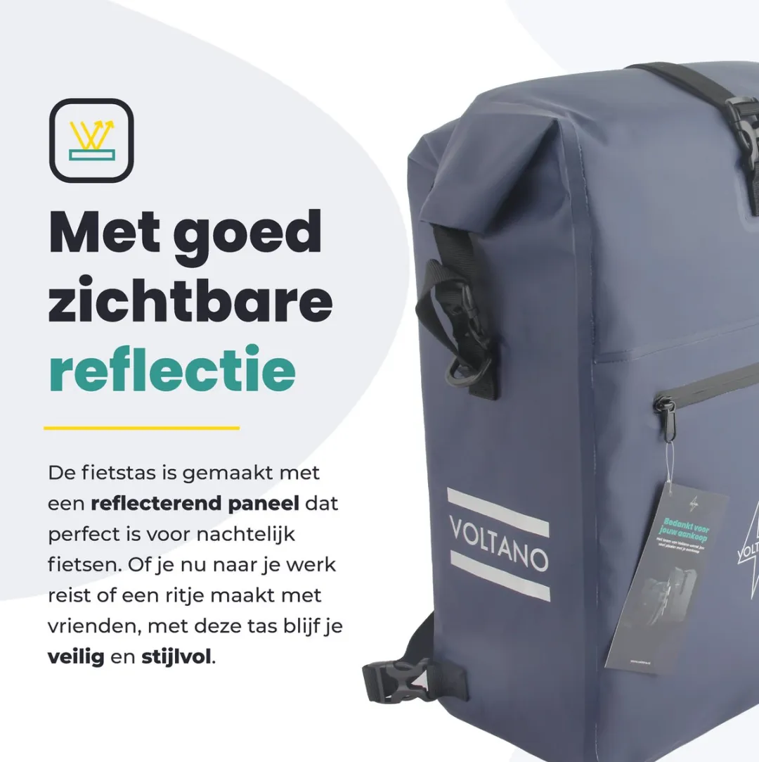 Voltano Luxe Fietstas 28L - Marine Blauw - Waterdicht