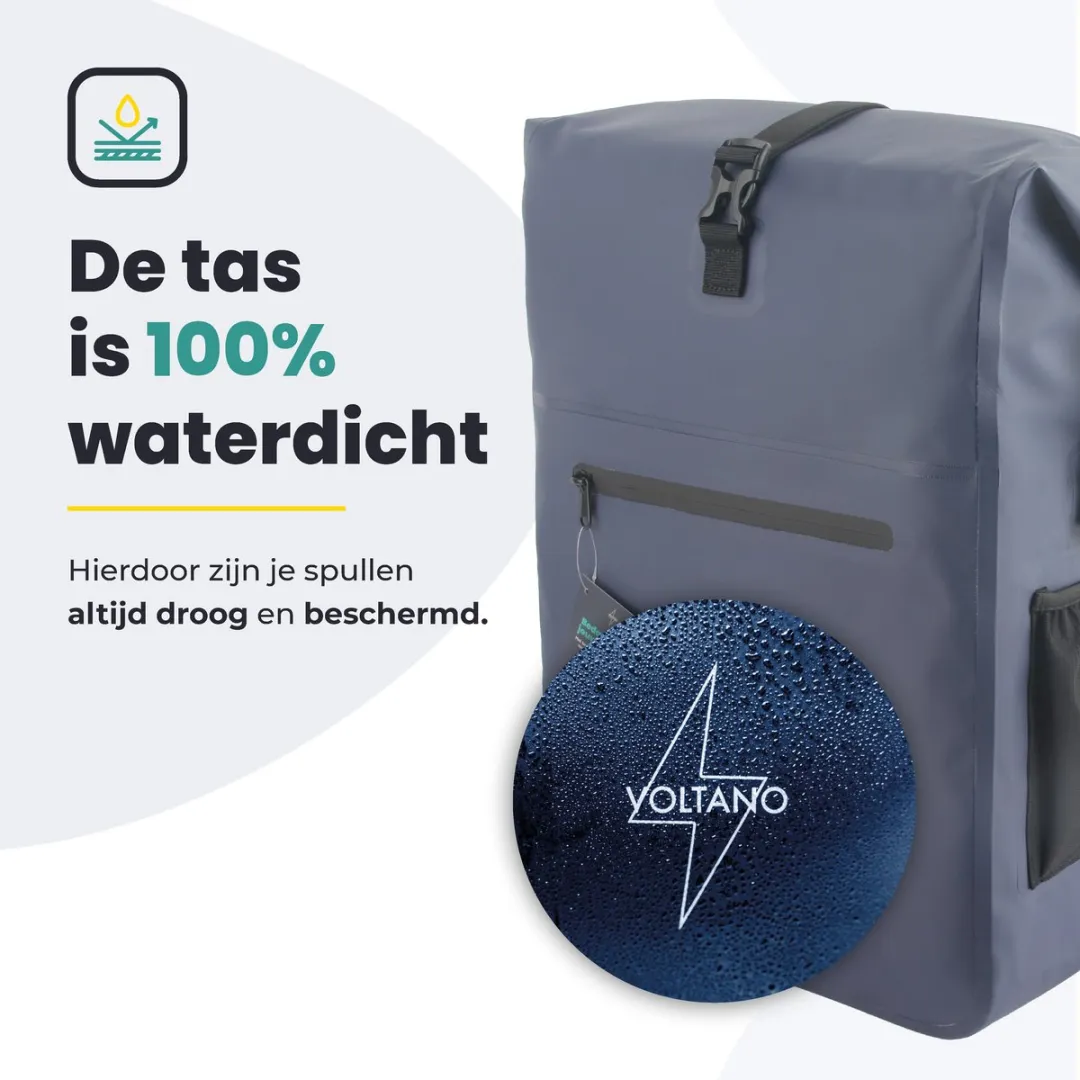 Voltano Luxe Fietstas 28L - Marine Blauw - Waterdicht