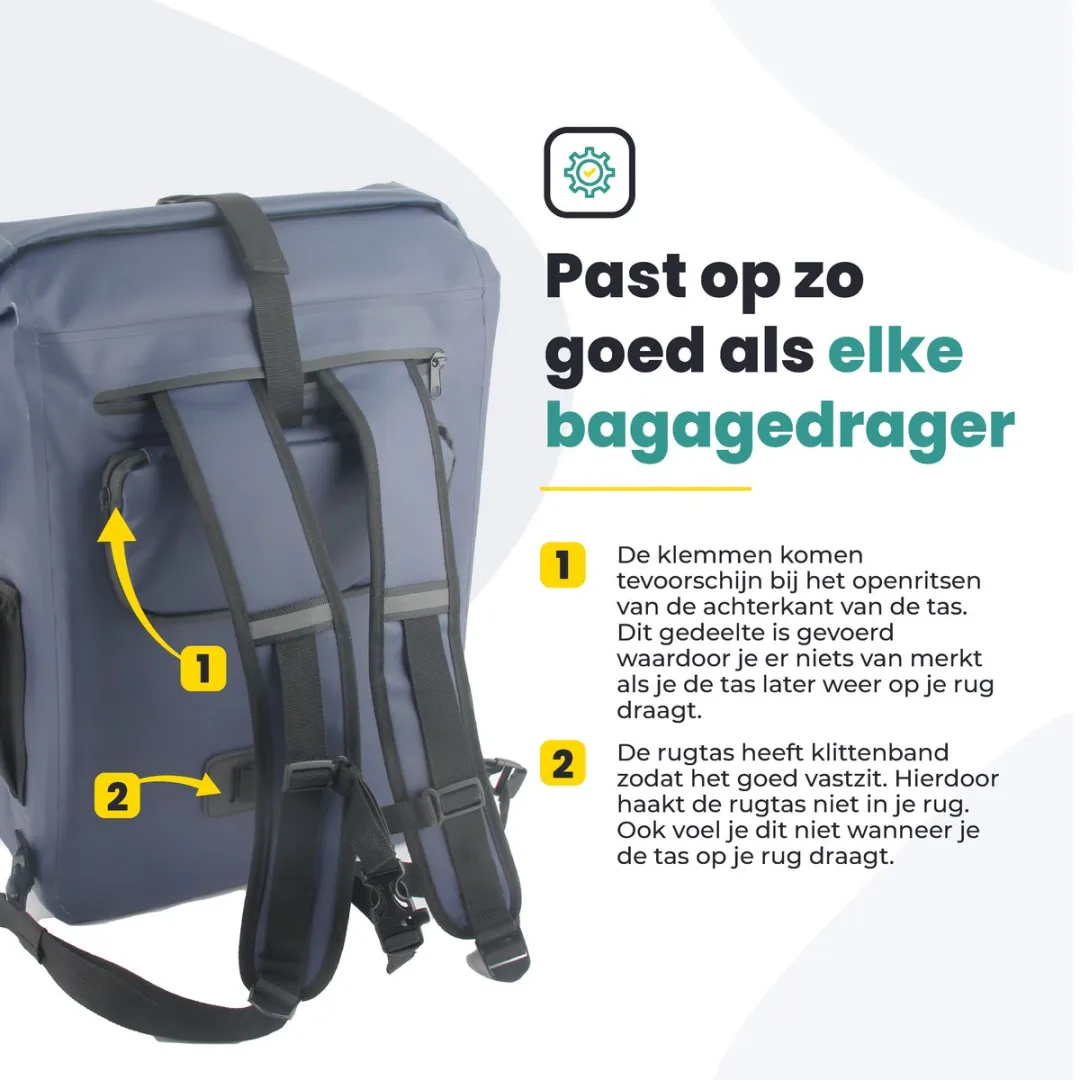 Voltano Luxe Fietstas 28L - Marine Blauw - Waterdicht