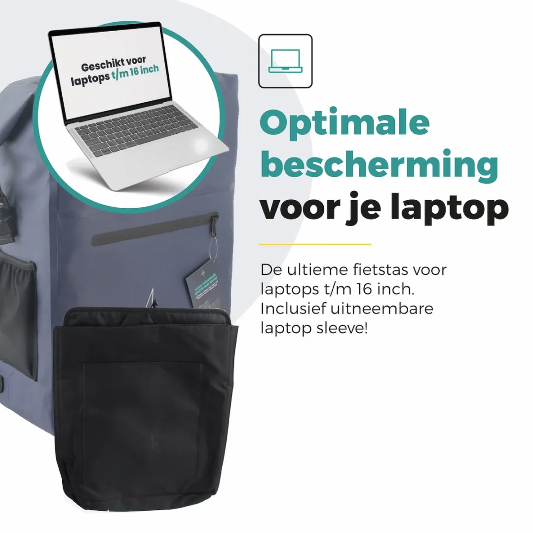 Voltano Luxe Fietstas 28L - Marine Blauw - Waterdicht - afbeelding 6 van 6