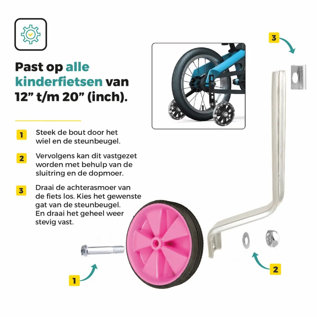 Voltano Zijwieltjes Roze 12-20 Inch