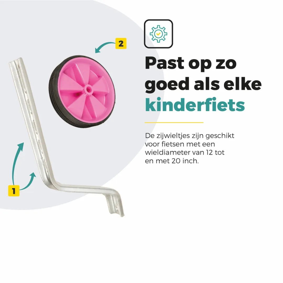 Voltano Zijwieltjes Roze 12-20 Inch