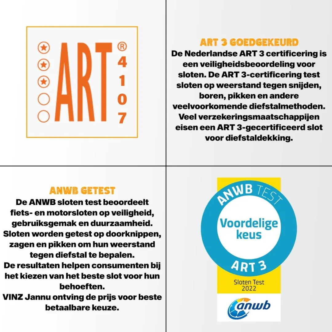 VINZ Jannu ART 3 Kettingslot 100cm - Zwart