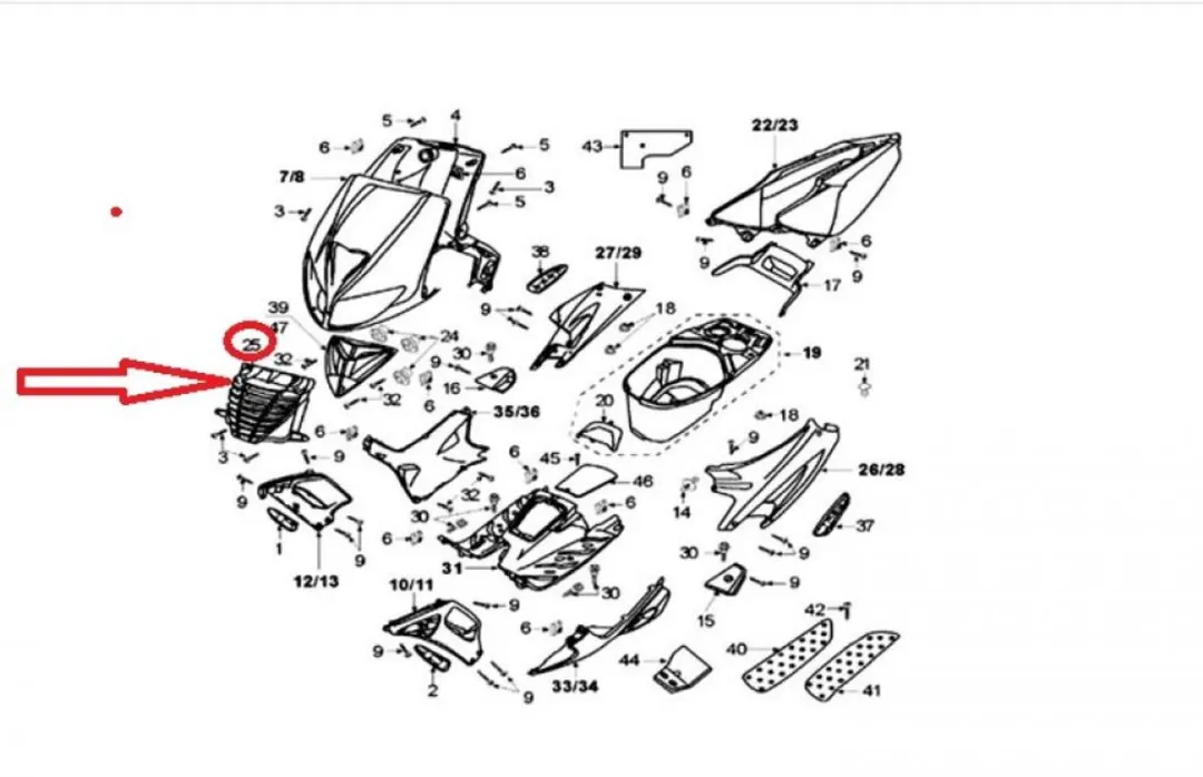 Peugeot 50 Speedfight Voorspatbordluchtinlaat 742839BL