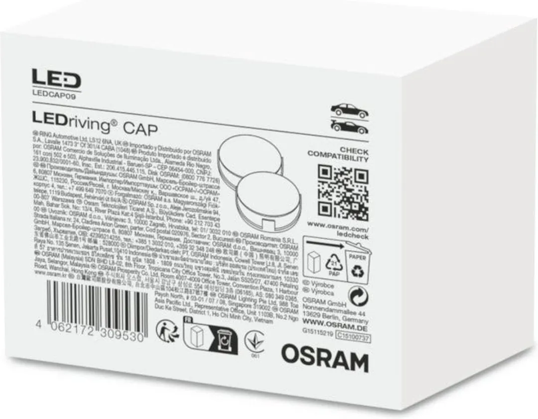 Osram LEDriving CAP LEDCAP09 LED-koplamp - 2 Stuks - Zwart