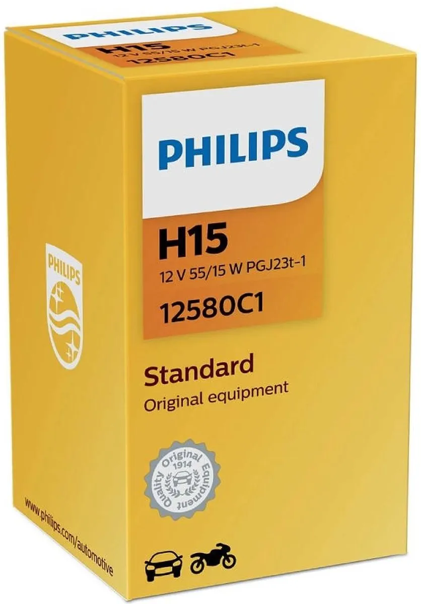 Philips Halogeenlamp H15 55/15W 12V - Grootlicht/Rijverlichting