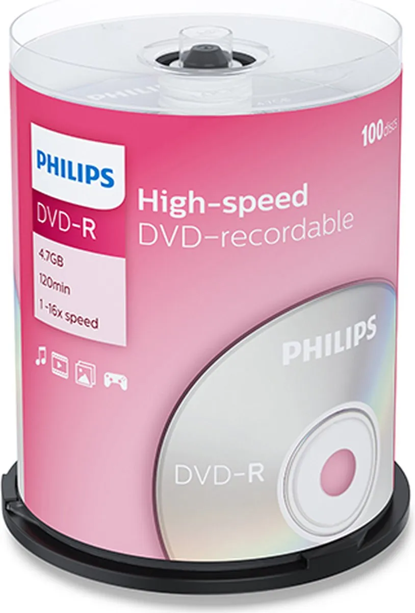Philips DVD-R 4,7GB 16x - 100 Stuks