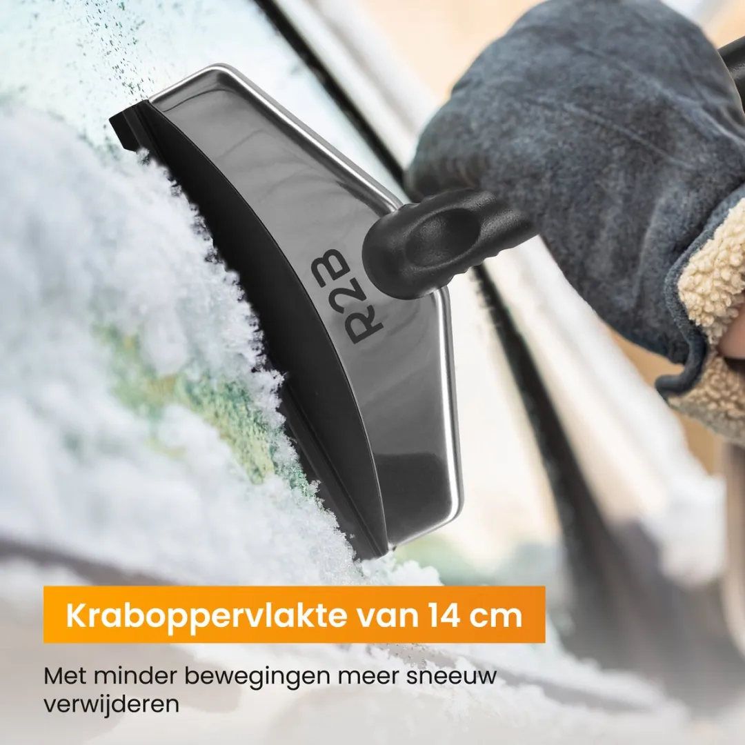 R2B Stevige IJskrabber Auto - Extra breed - RVS & Gehard kunststof - Zwart