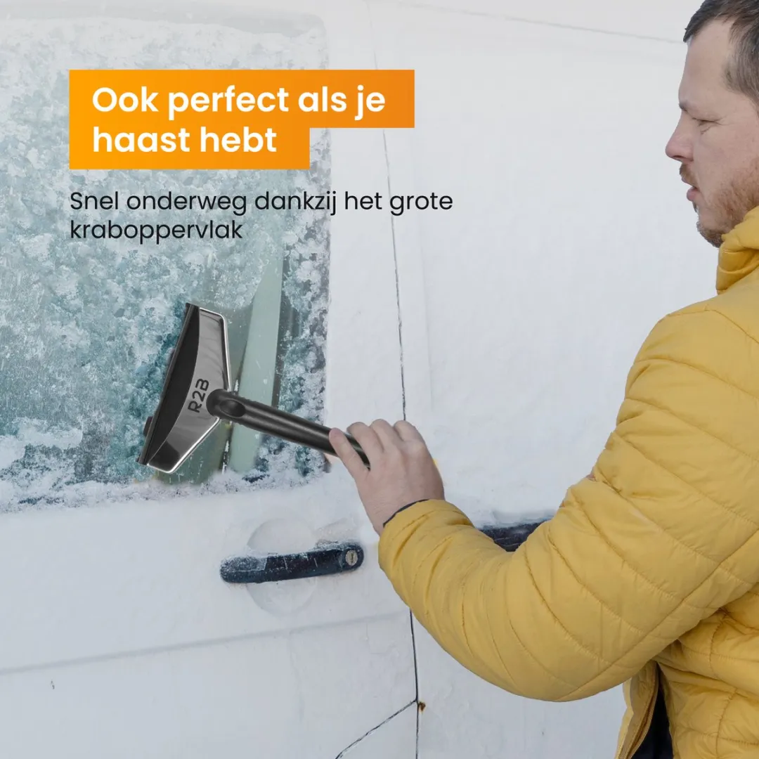 R2B Stevige IJskrabber Auto - Extra breed - RVS & Gehard kunststof - Zwart