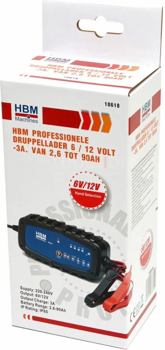 HBM Druppellader 3A 6/12V - Universeel 2,6-90Ah