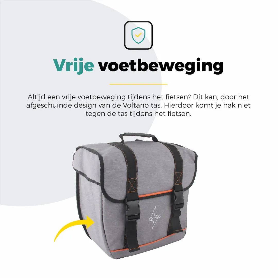 Voltano Enkele Fietstas Afgeschuind Links 22L - Grijs