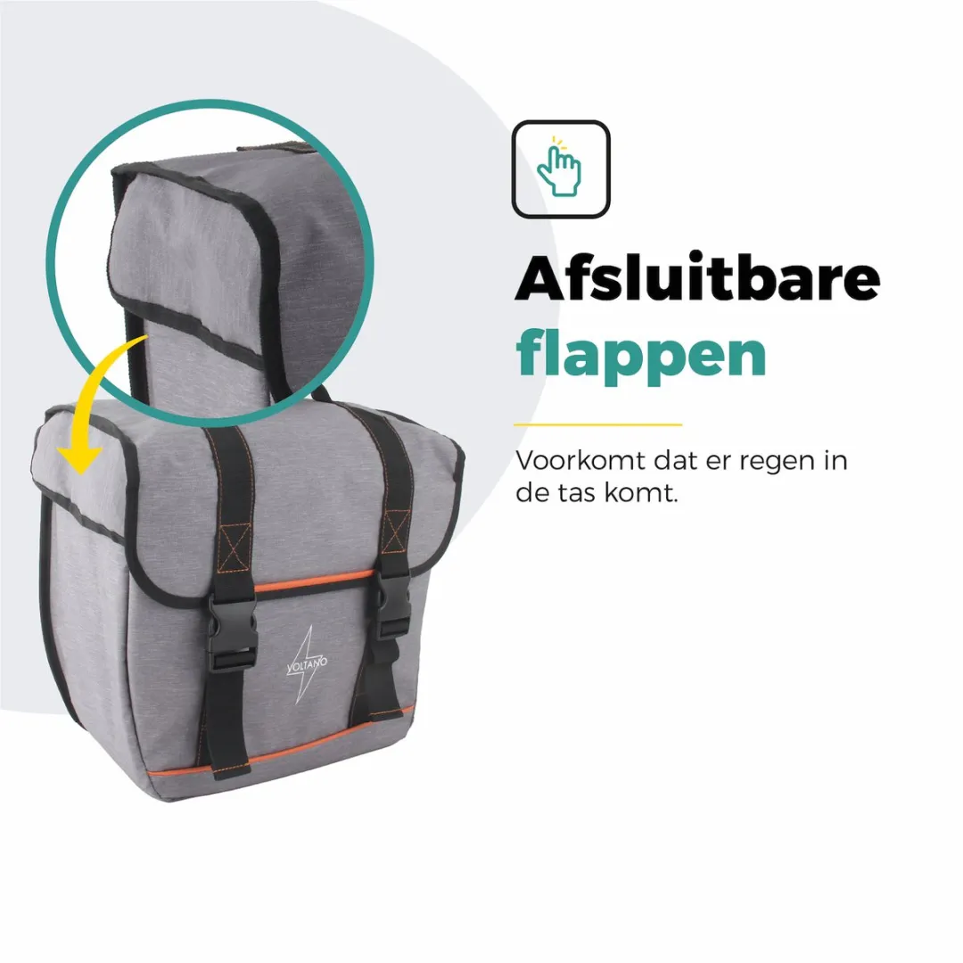 Voltano Enkele Fietstas Afgeschuind Links 22L - Grijs