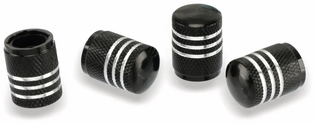 Dunlop Ventieldopjes 16,8x10,9mm - 4 Stuks - Zwart/Zilver