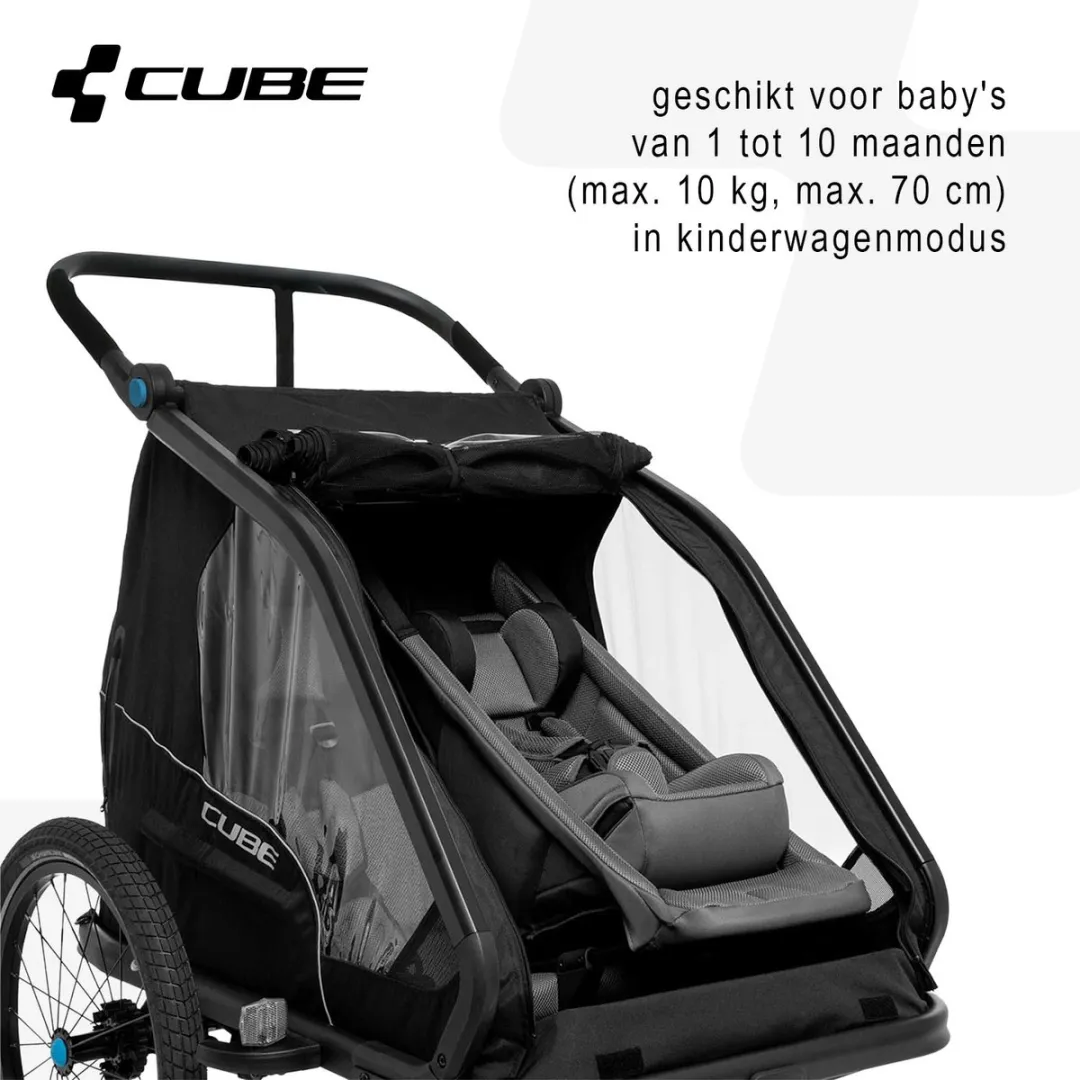 Cube Kids Trailer Double CMPT Babystoel - Zwart