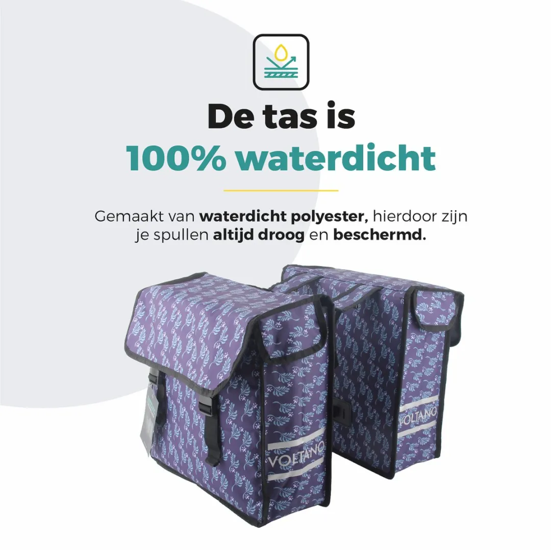 Voltano Dubbele Fietstas Purple Passion 38L - Waterdicht
