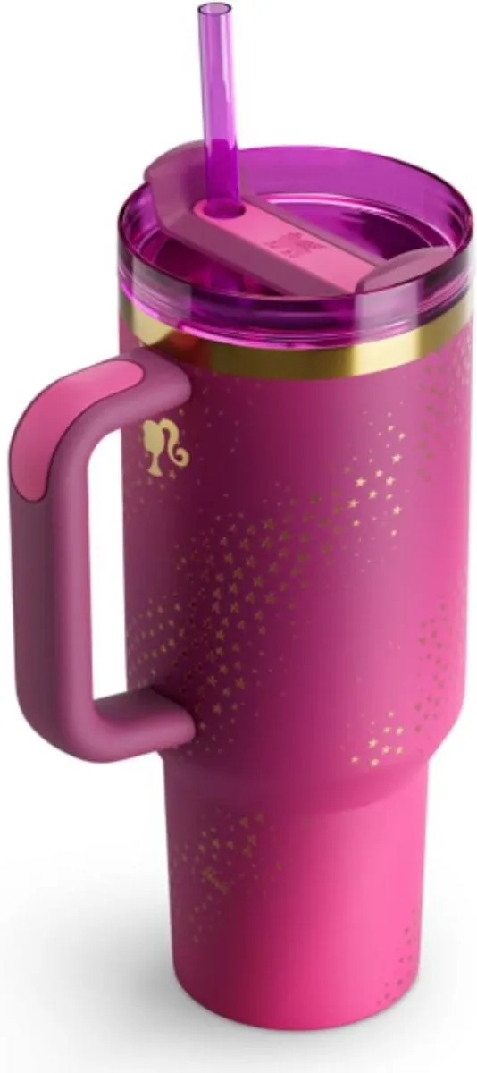 Stanley x Barbie ’70s Superstar Quencher 40oz Thermosbeker - Roze - afbeelding 2 van 6