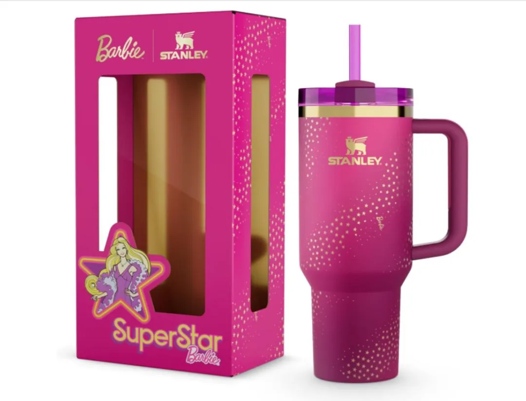Stanley x Barbie ’70s Superstar Quencher 40oz Thermosbeker - Roze - afbeelding 5 van 6