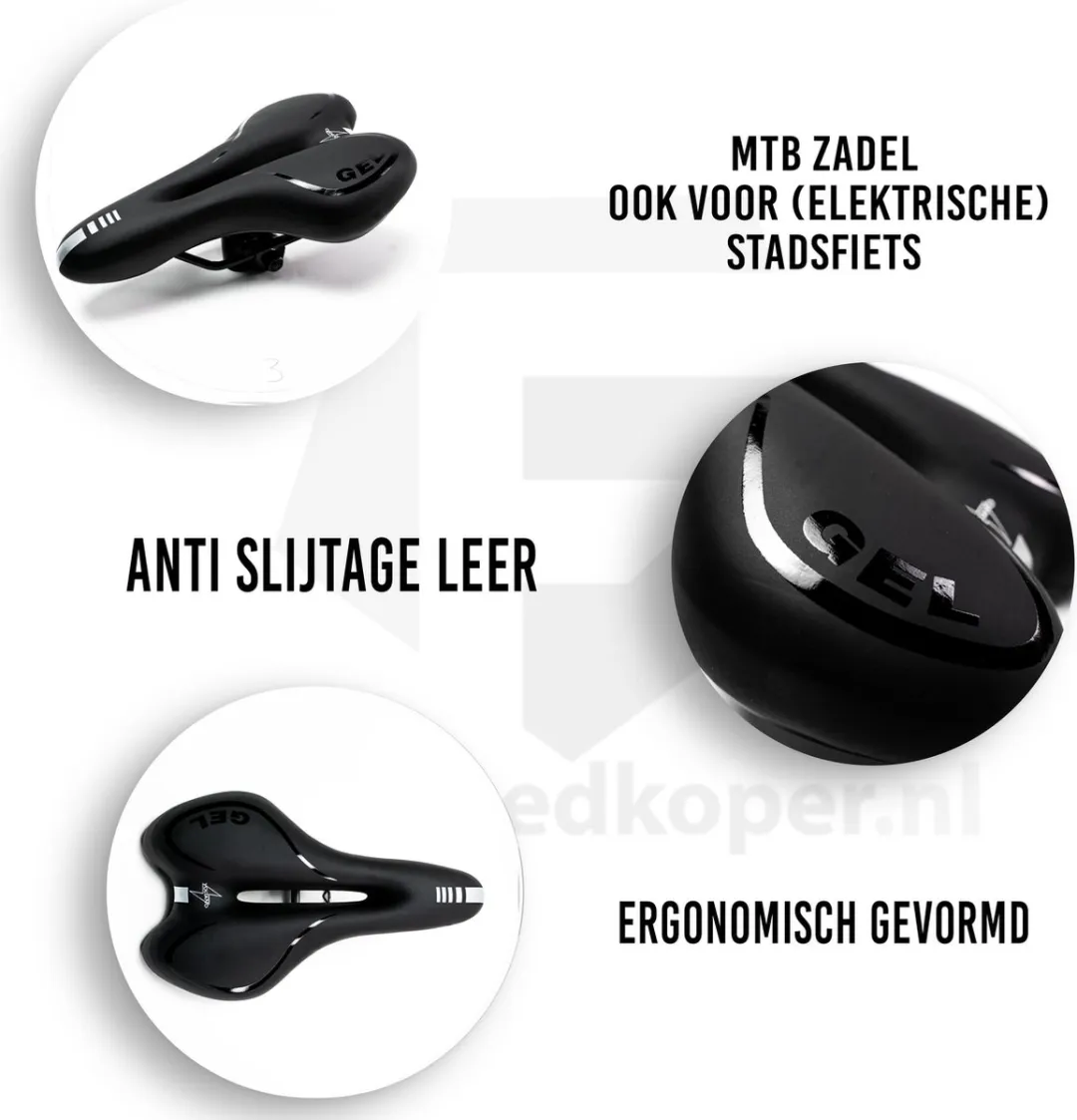 Voltano Trekking Fietszadel - Gel 100% Waterdicht - Zwart