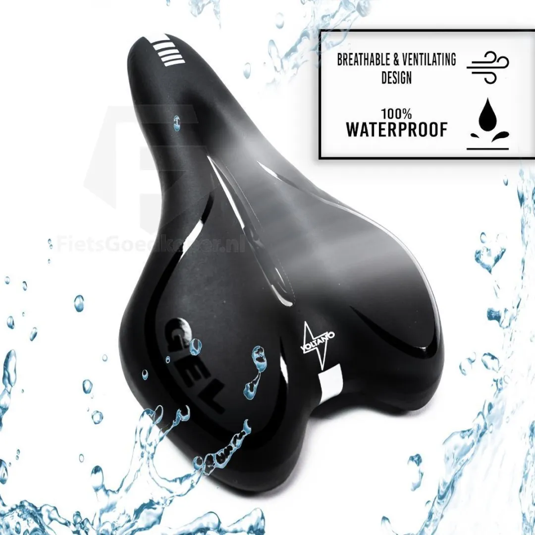 Voltano Trekking Fietszadel - Gel 100% Waterdicht - Zwart