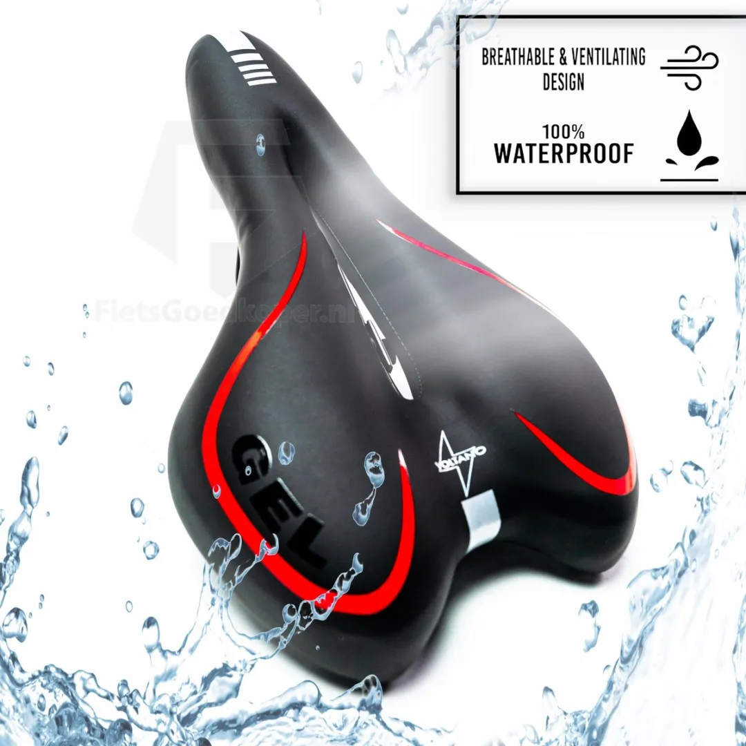 Voltano Trekking Fietszadel Gel - 45-155mm - Zwart/Rood
