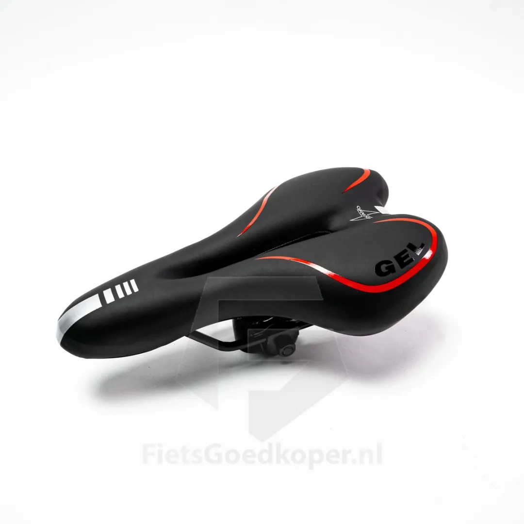 Voltano Trekking Fietszadel Gel - 45-155mm - Zwart/Rood