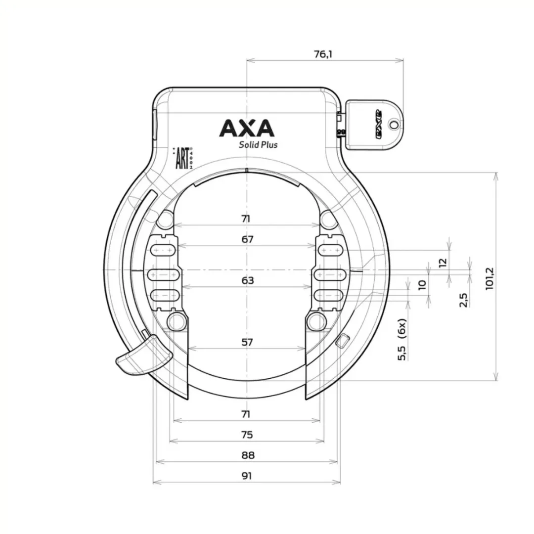 AXA Ringslot Spatbordbevestiging ART 2 Sterren - 8.5mm Zwart