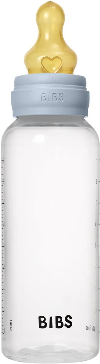 BIBS Fles Medium Flow 270ml - Latex - Babyblauw