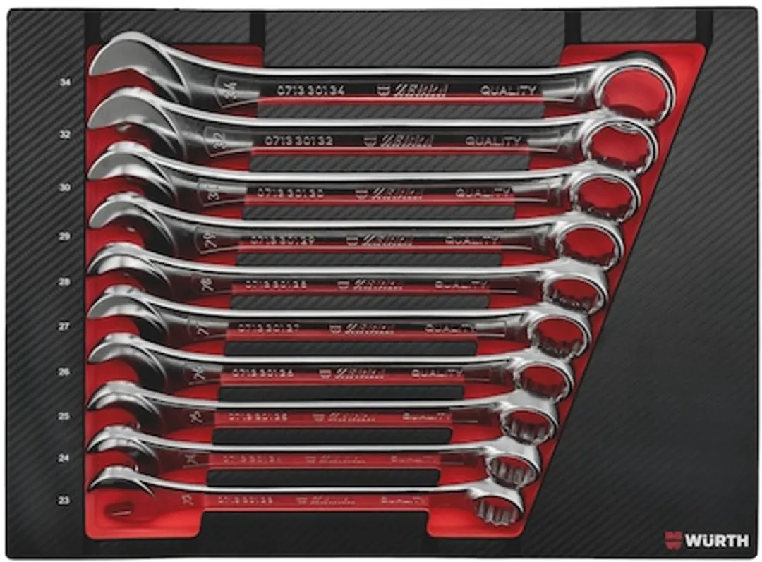 Würth Ringsteeksleutelset 10-delig - Rood/Zwart/Zilver