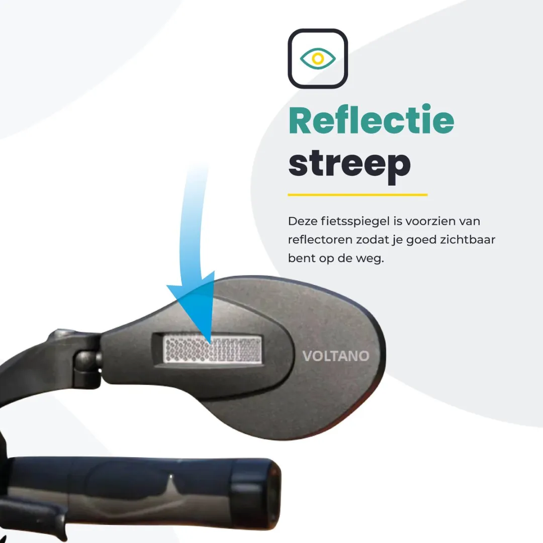 Voltano Fietsspiegel Links Draaibaar 9cm - Zwart